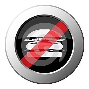 Hamburger - ban round metal button, white icon