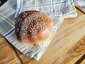 Hamburger bun with sesame seeds