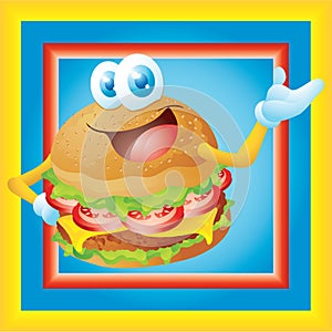 Hamburger cartoon with frame