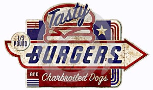 Burger and Hot Dog Sign Retro Hamburger vintage antique