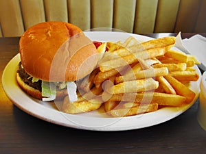 Hamburger / cheeseburger and French fries