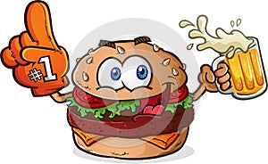 Hamburger Cheeseburger Sports Fan Cartoon Character