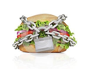 Hamburger constrained with chain.