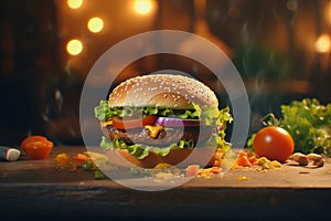 Hamburger on the counter, generative ai