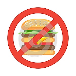 Hamburger danger label. Fast food, unhealthy eating, junk food