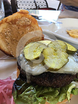 Hamburger With Dill Pickles