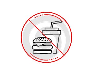 Hamburger with drink icon. Fast food restaurant. Vector