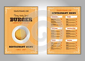 Hamburger flyer design vector template in A4 size or A5. Brochure and Layout Design. food concept.