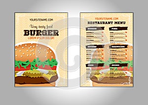 Hamburger flyer design vector template in A4 size or A5. Brochure and Layout Design. food concept.