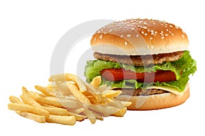 Hamburger and french fries