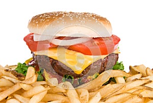 Hamburger and french fries photo