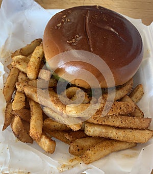 Hamburger and French Fry Blue-plate Special