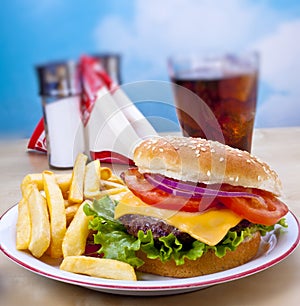 Hamburger and Fries