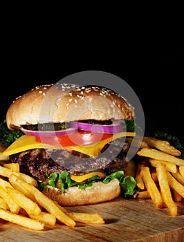 Hamburger and Fries photo