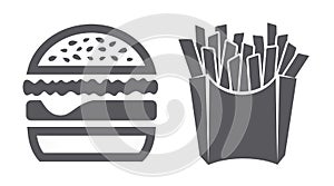 Hamburger and fries icons photo
