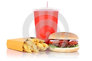 Hamburger and fries menu meal combo fast food drink