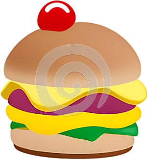 Hamburger icon, cute colorful Hamberger icon. AI-Generated.