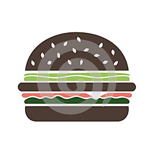 Hamburger Icon Design Illustration Vector with Buns Lettuce and Tomato