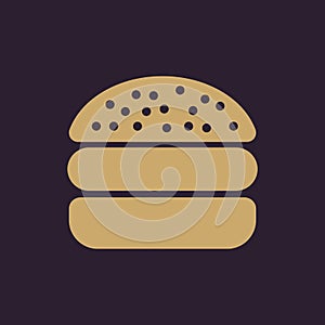 The hamburger icon. Sandwich and fast food symbol. Flat