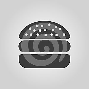 The hamburger icon. Sandwich and fast food symbol. Flat