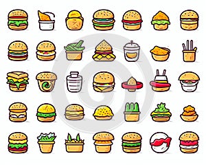 The hamburger icons are Stylized of a fast food meal.
