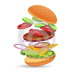 Hamburger ingredients emblem