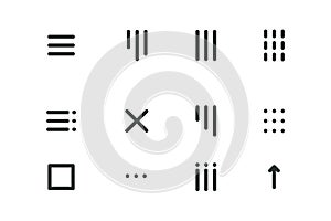 Hamburger interface menu simple line, minimal ui popup burger. Template navigation. Icon, dropdown button web symbol