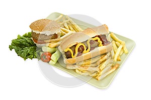 Hamburger and kebab sandwich