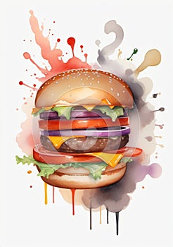A Hamburger With A Lot Of Paint Spied On It. Generative AI