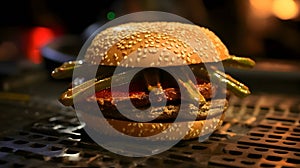 Hamburger with meat and vegetable