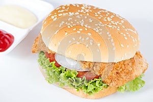 hamburger with meat on white dish
