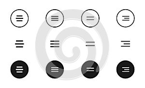 Hamburger menu buttons vector icon set. Web or mobile app navigation interface simple line signs. Website or application creative