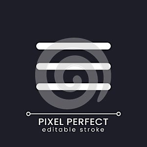 Hamburger menu pixel perfect white linear ui icon for dark theme