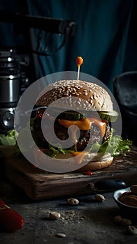 hamburger on a plate