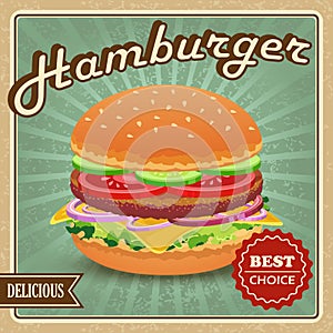 Hamburger retro poster