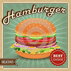 Hamburger retro poster photo