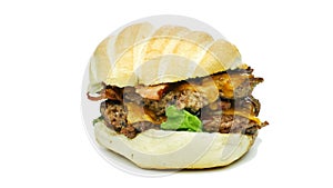 Hamburger rotating 4k footage on white background