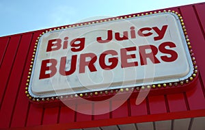 Hamburger Sign Restaurant Sign - Big juicy burgers