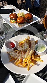 Hamburger Sliders and fries