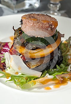 Hamburger on some vegetables