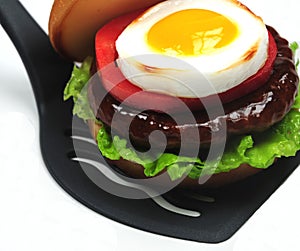 Hamburger on spatula
