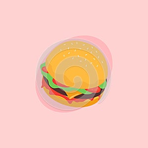 Hamburger vector icon. Delicious looking fast food