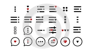Hamburger web and mobile app menu icons, vector buttons for website UI navigation.