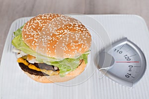 Hamburger On Weighing Scale