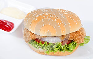 hamburger on white dish