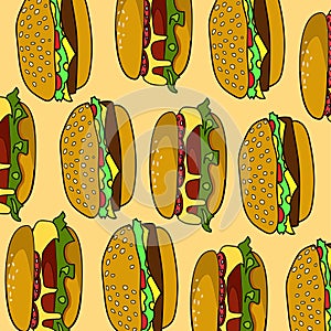 Hamburgers and cheeseburgers pattern set