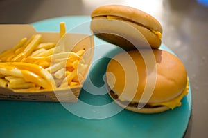 Hamburgers and fries