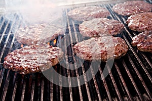 Hamburgers on the grill