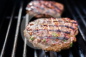 Hamburgers on the grill photo