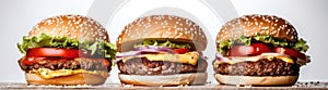 Hamburgers On A White Background. Generative AI